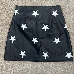 Star mini skirt leather